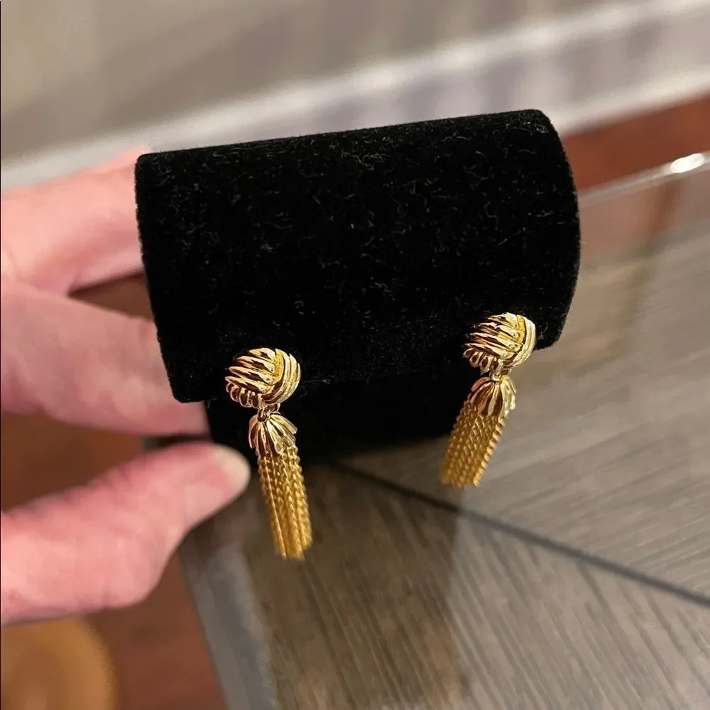 Vintage Gold-tone Tassel Earrings - Chain Tassel Earrings